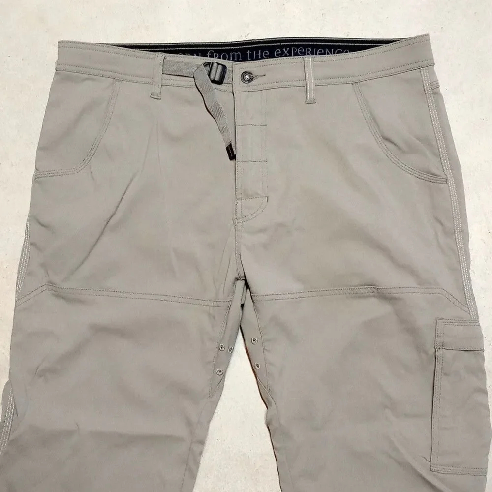 Prana Zion Hiking Pants Mens 38x30 Stretch Belted Vent Roll Up Snap Leg Cargo